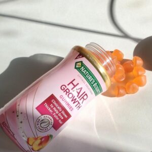 nature's bounty hair growth gummies - 60 peach mango flavored gummies