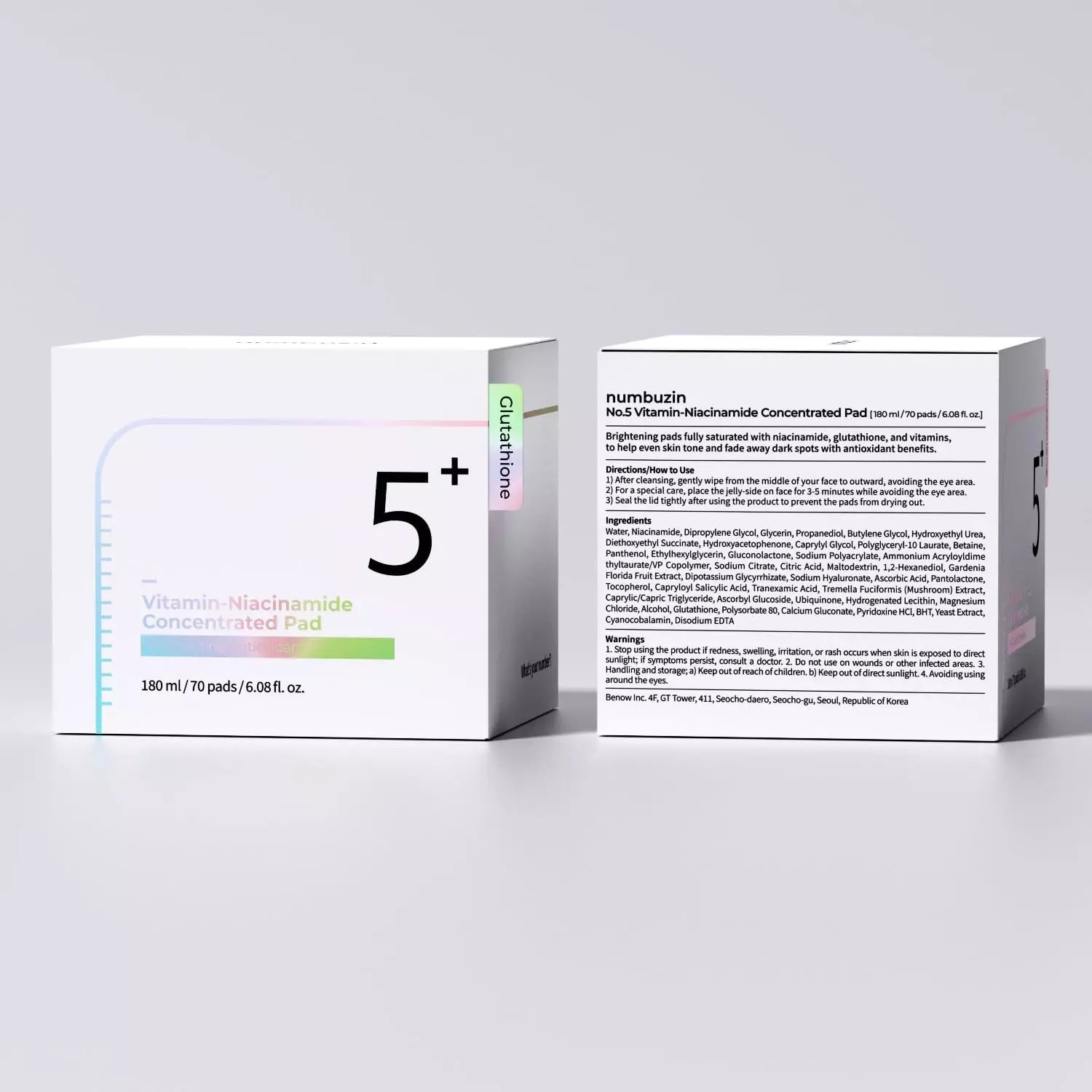 Numbuzin No.5 Vitamin -Niacinamide Concentrated Pad -180ml - Image 3