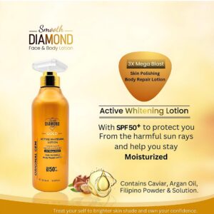 Smooth diamond gold active whitening lotion spf50+ - 500ml