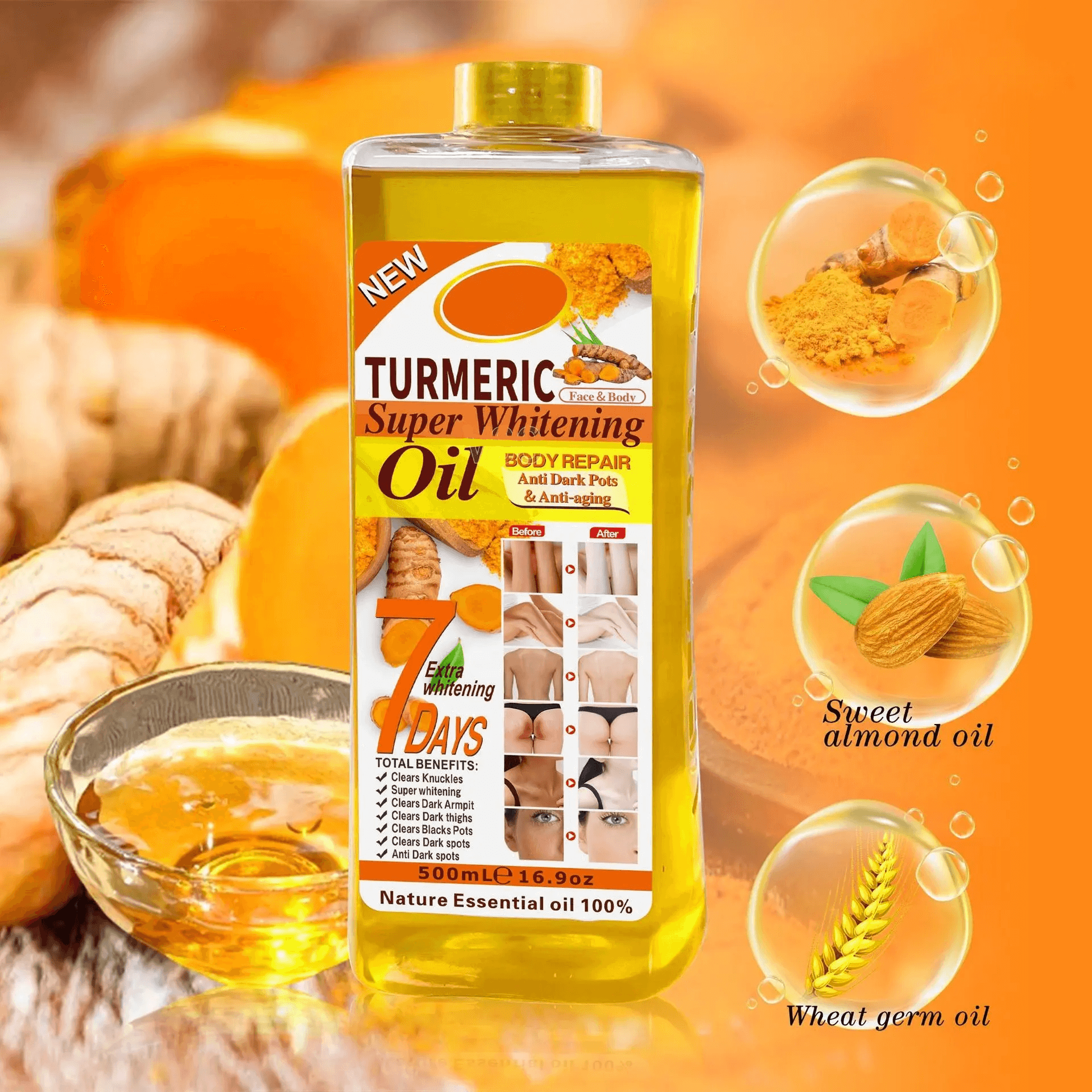 Veetgold turmeric super whitening oil - 500ml