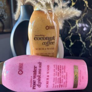 ogx smoothing coconut coffee scrub & wash - 577ml