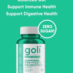 goli nutrition zero sugar pre+post+probiotics gummies -60s