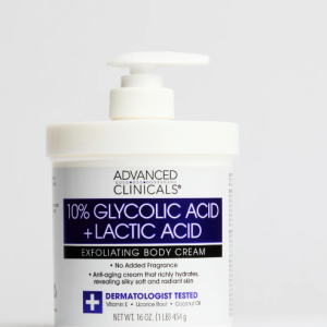 advanced clinicals glycolic acid+lactic acid body cream